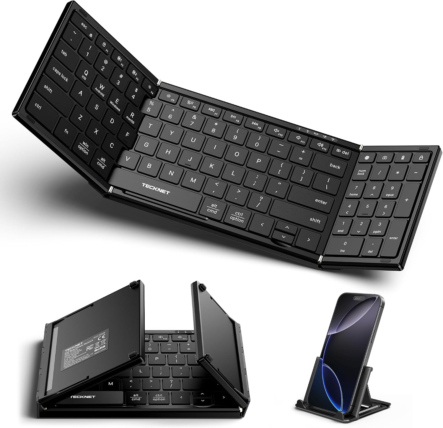 Travel Keyboard: 7 Best Foldable Picks for 2026 3 TECKNET Wireless Foldable Bluetooth Keyboard
